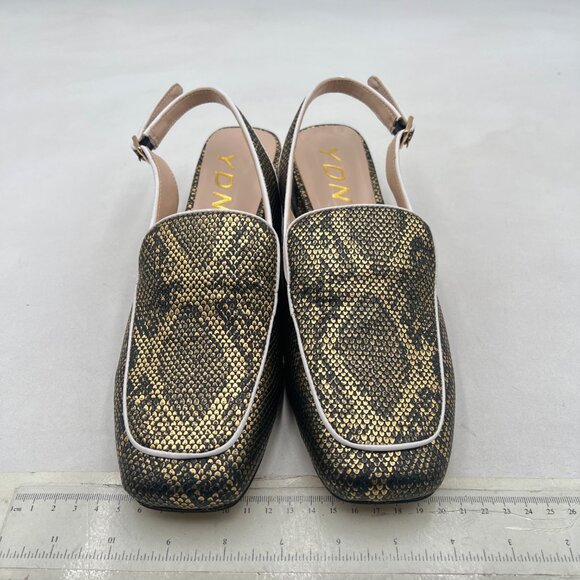 YDN Snake Square Toe Block Low Heels Slingback Formal Loafer Dressy Pump - Picture 3 of 8